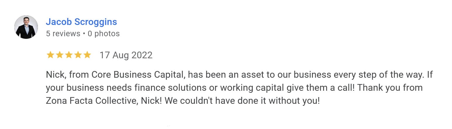 Five star review from Jacob S. - An asset to our business - could not have done it without him